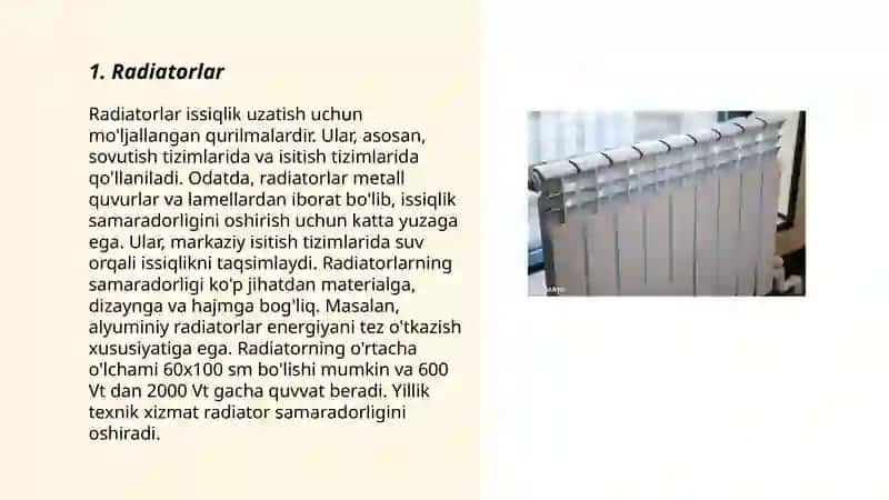 Isitish tizimining isitish asboblari 3