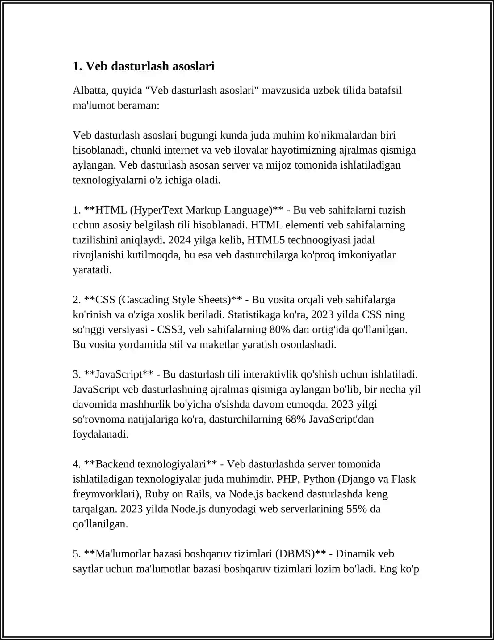 WEB DASTURLASHGA ASOSLANGAN AMALIY TIZIMLAR 3