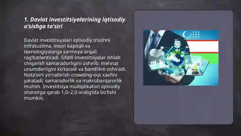 Davlat investitsiyasi - iqtisodiy oʻsish kafolati 3