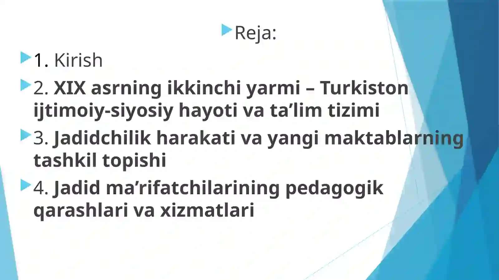 XIX ASRNINGIKKINCHI YARMI,XX ASR BOSHLARIDA TURKISTON O‘LKASIDA TARBIYA, MAKTAB VA PEDAGOGIK FIKRLAR 3
