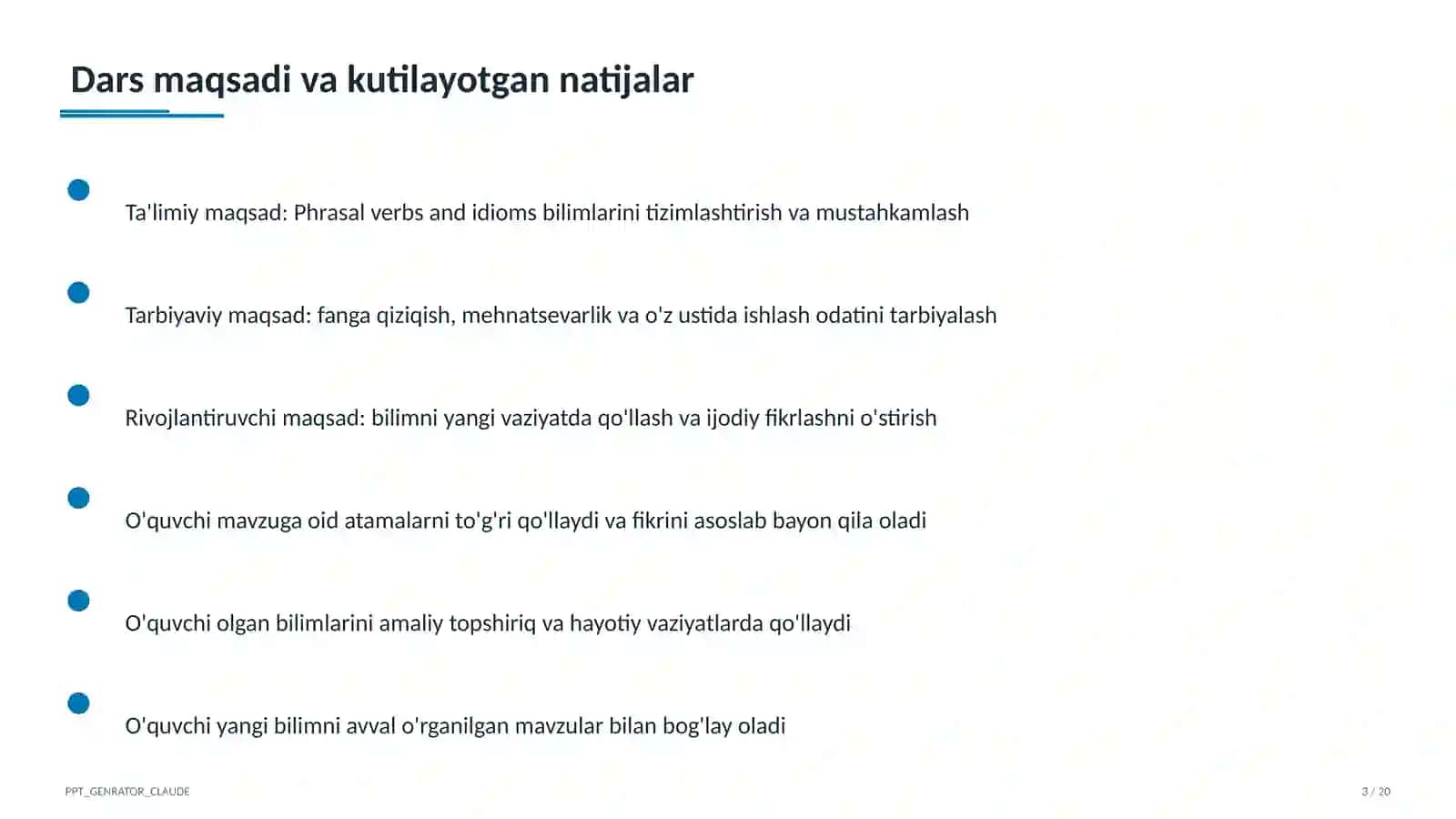 Phrasal verbs and idioms (11-sinf) 3