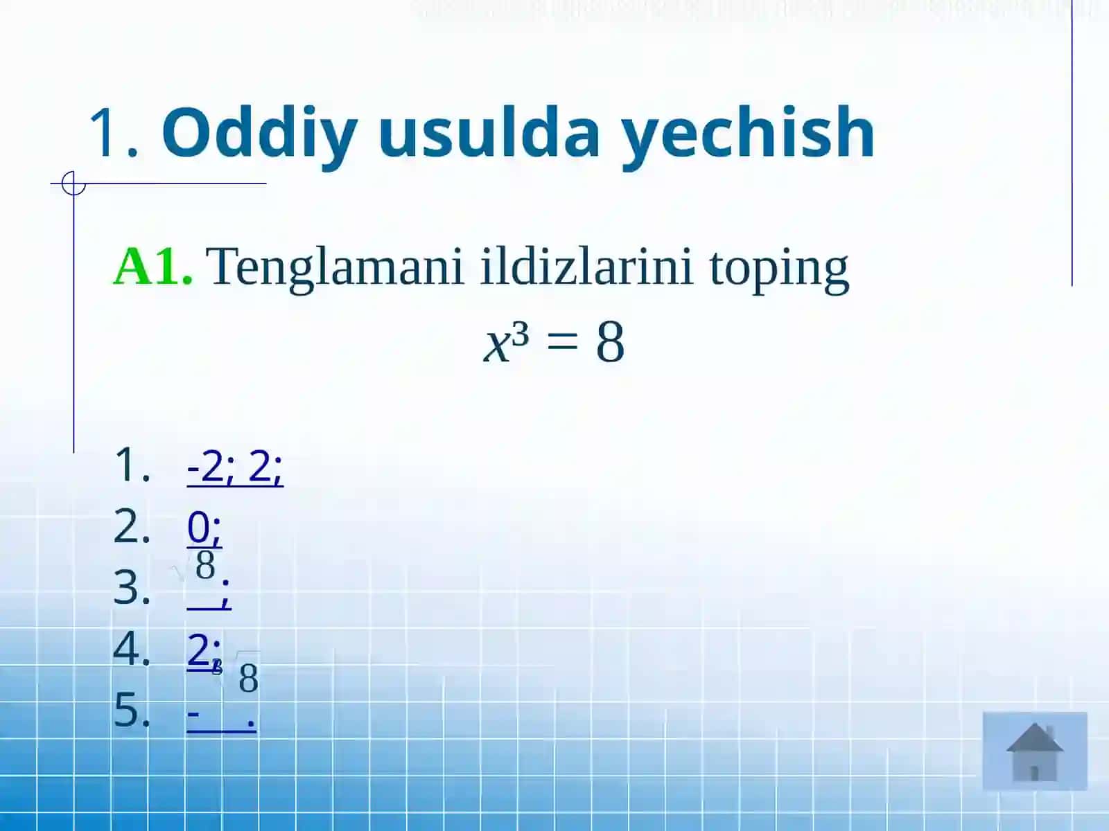 Uchinchidarajalitenglamalarniyechishusullari 3