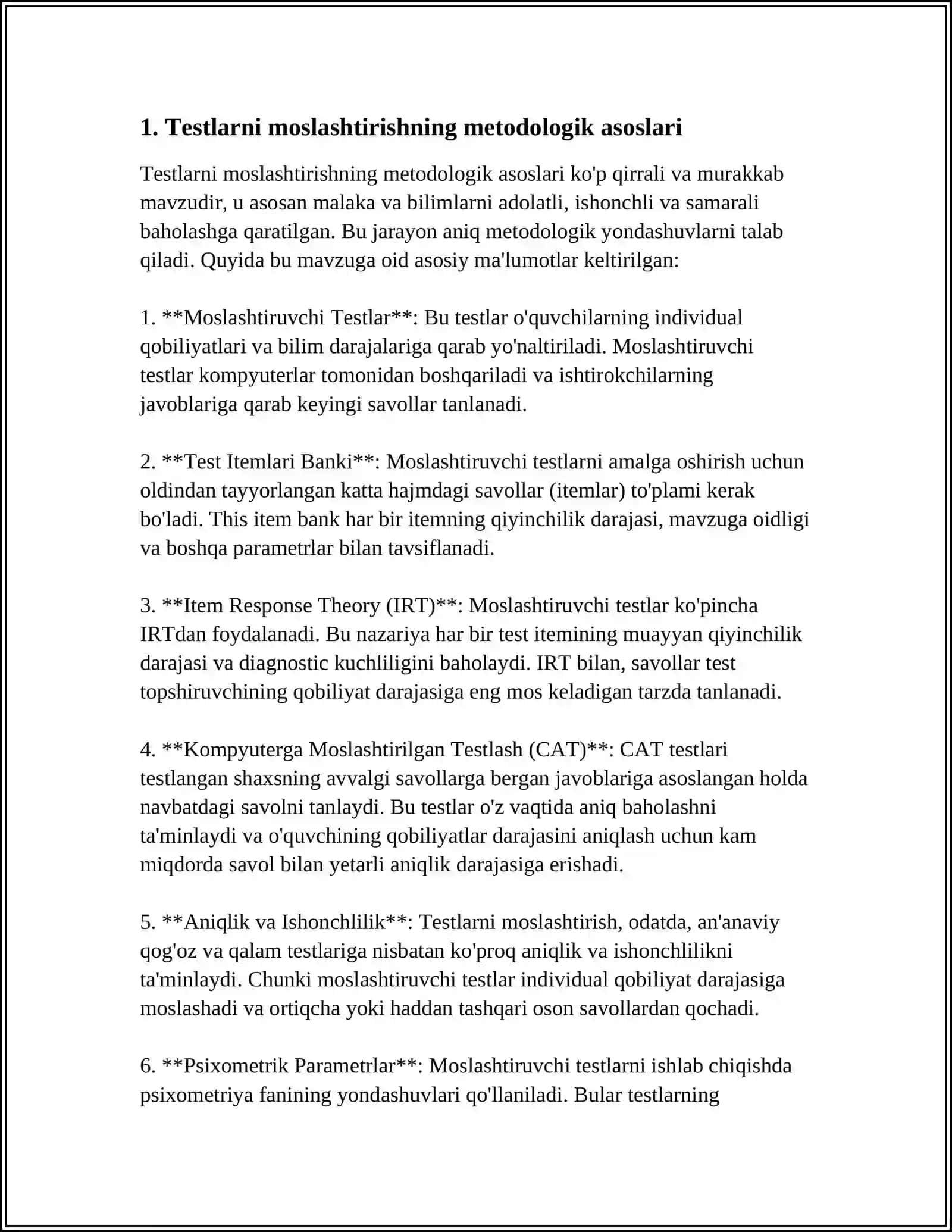 TESTLARNI MOSLASHTIRISH 3