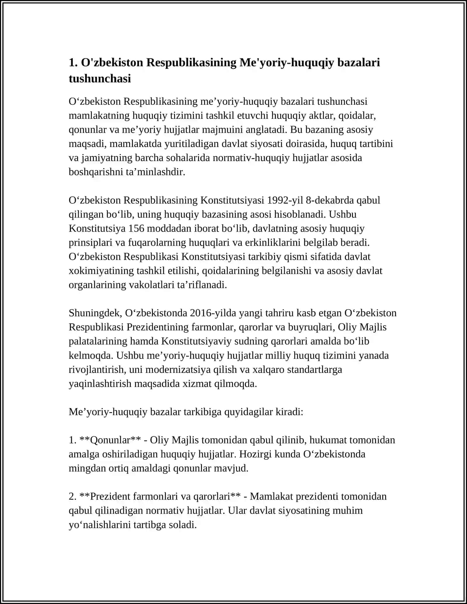 OʻZBEKISTON RESPUBLIKASI MEʼYORIY HUQUQIY BAZALARI PORTALLARI BILAN ISHLASH 3