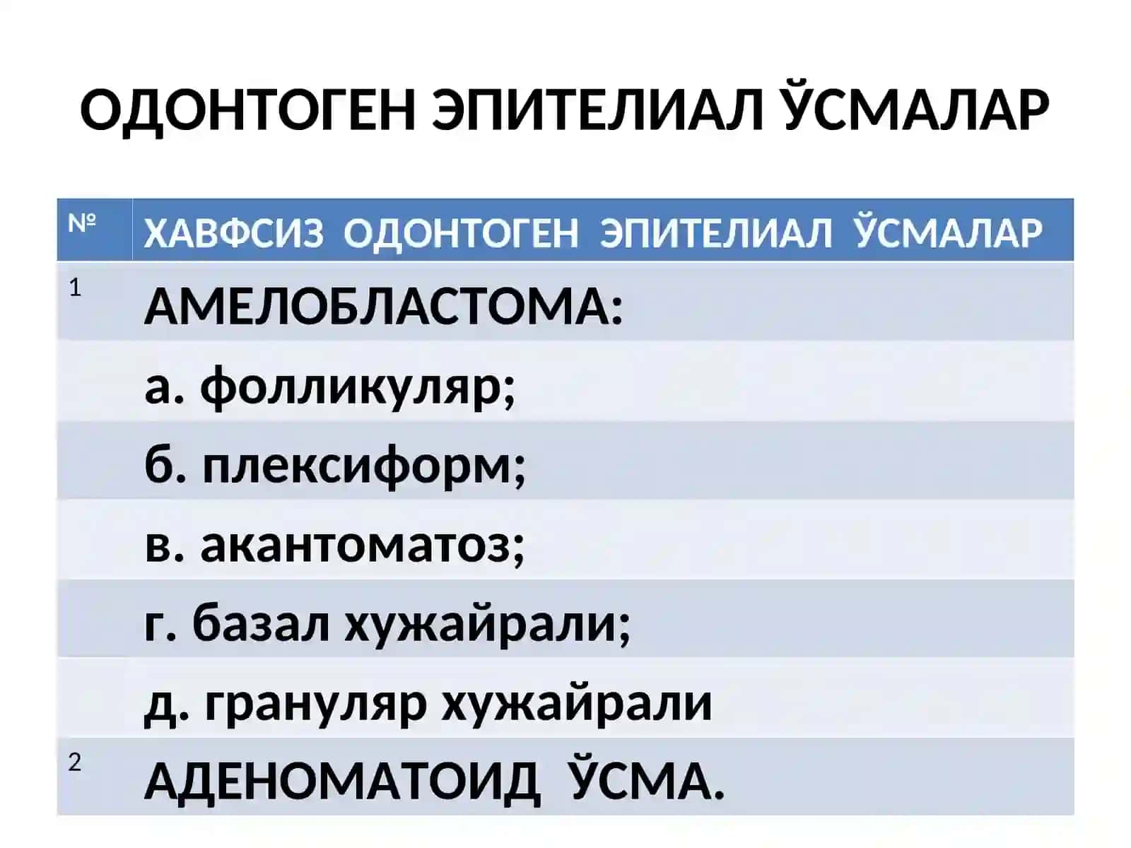 Одонтоген ўсмалар 3