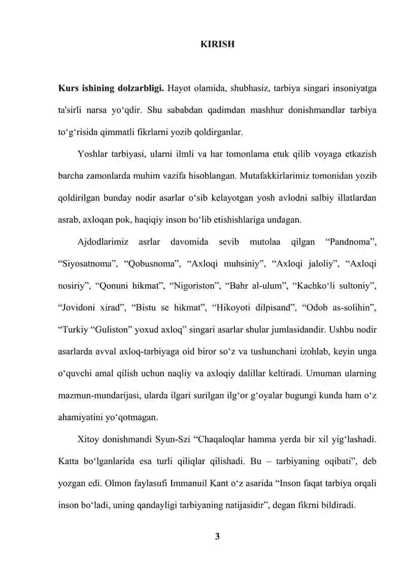 A.Avloniyning “Turkiy Guliston yoxud axloq” asarida  ta’limiy-axloqiy masalalar 3