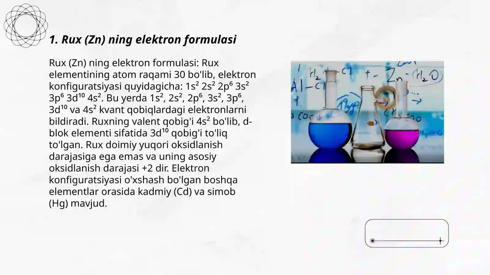 Zn ning elektron formulasi 3