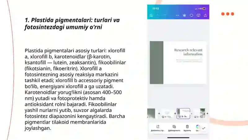 Plastida pigmentalari va ularning fotosintezdagi òrni 3