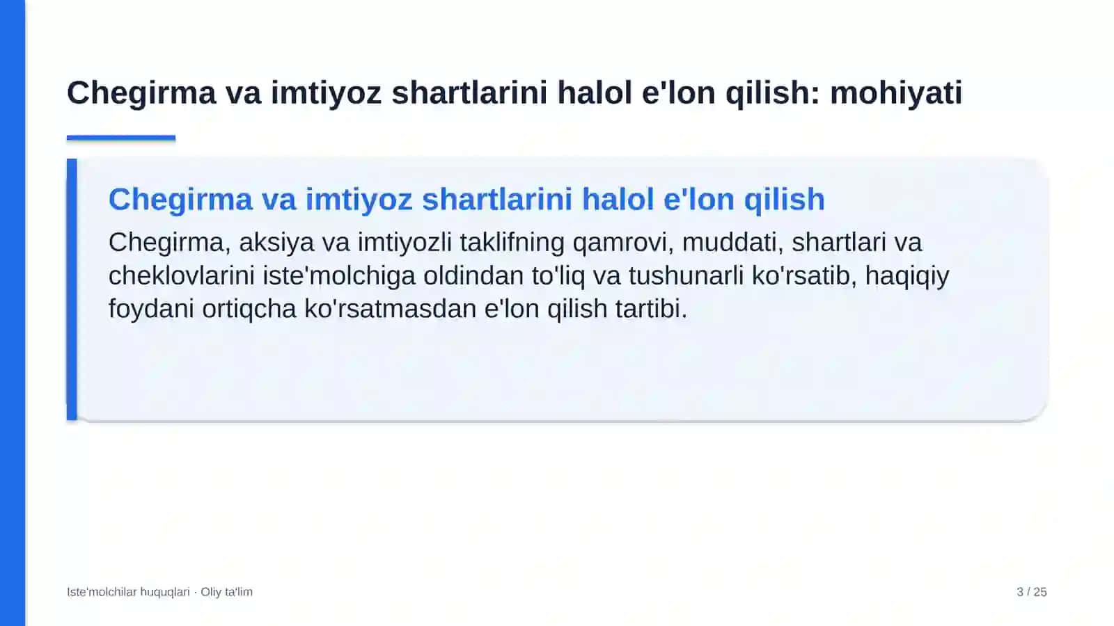 Iste'Molchilar Huquqlari · Oliy Ta'lim 3