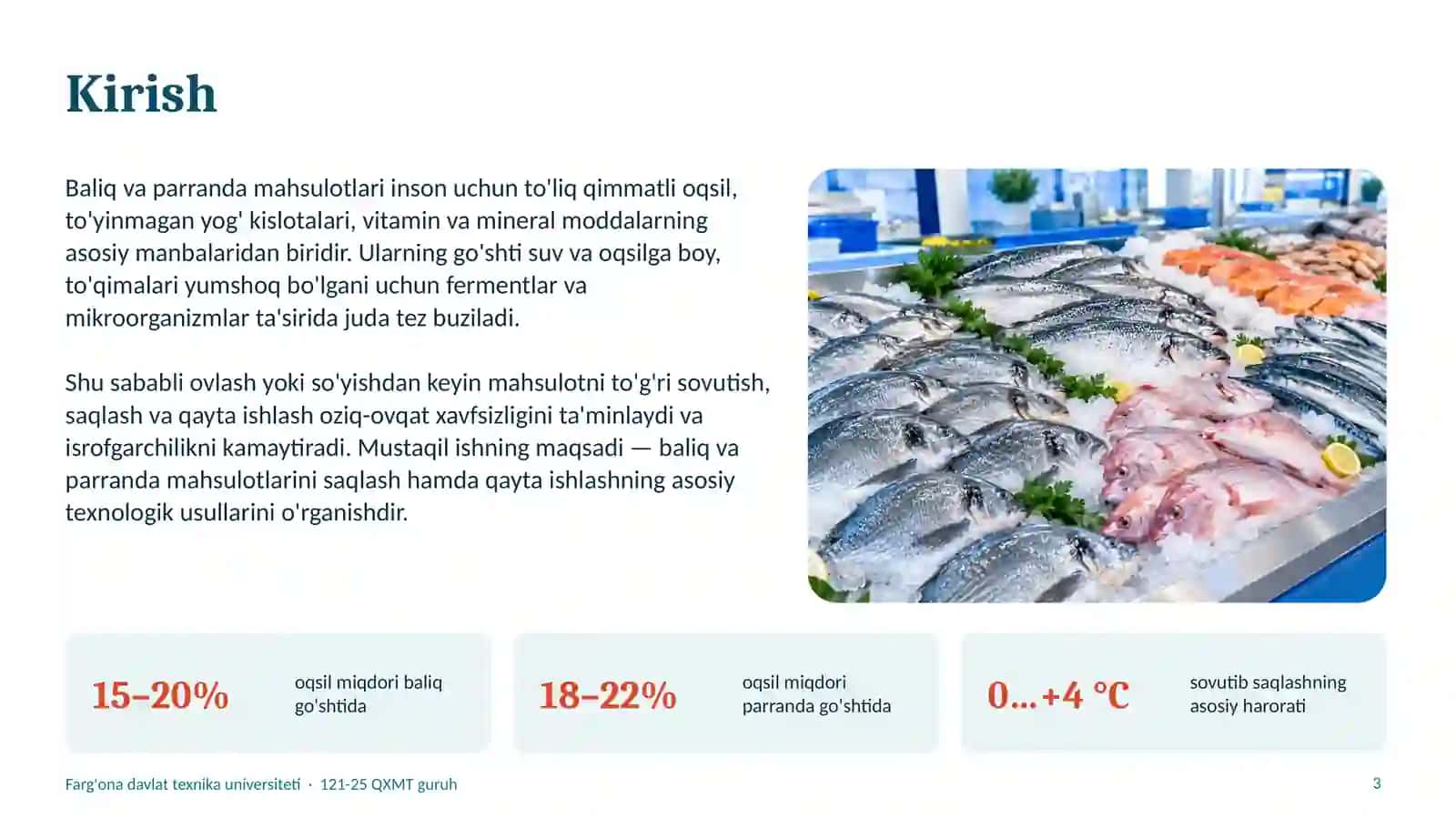 Baliq va parranda mahsulotlarini saqlash va qayta ishlash texnologiyasi 3