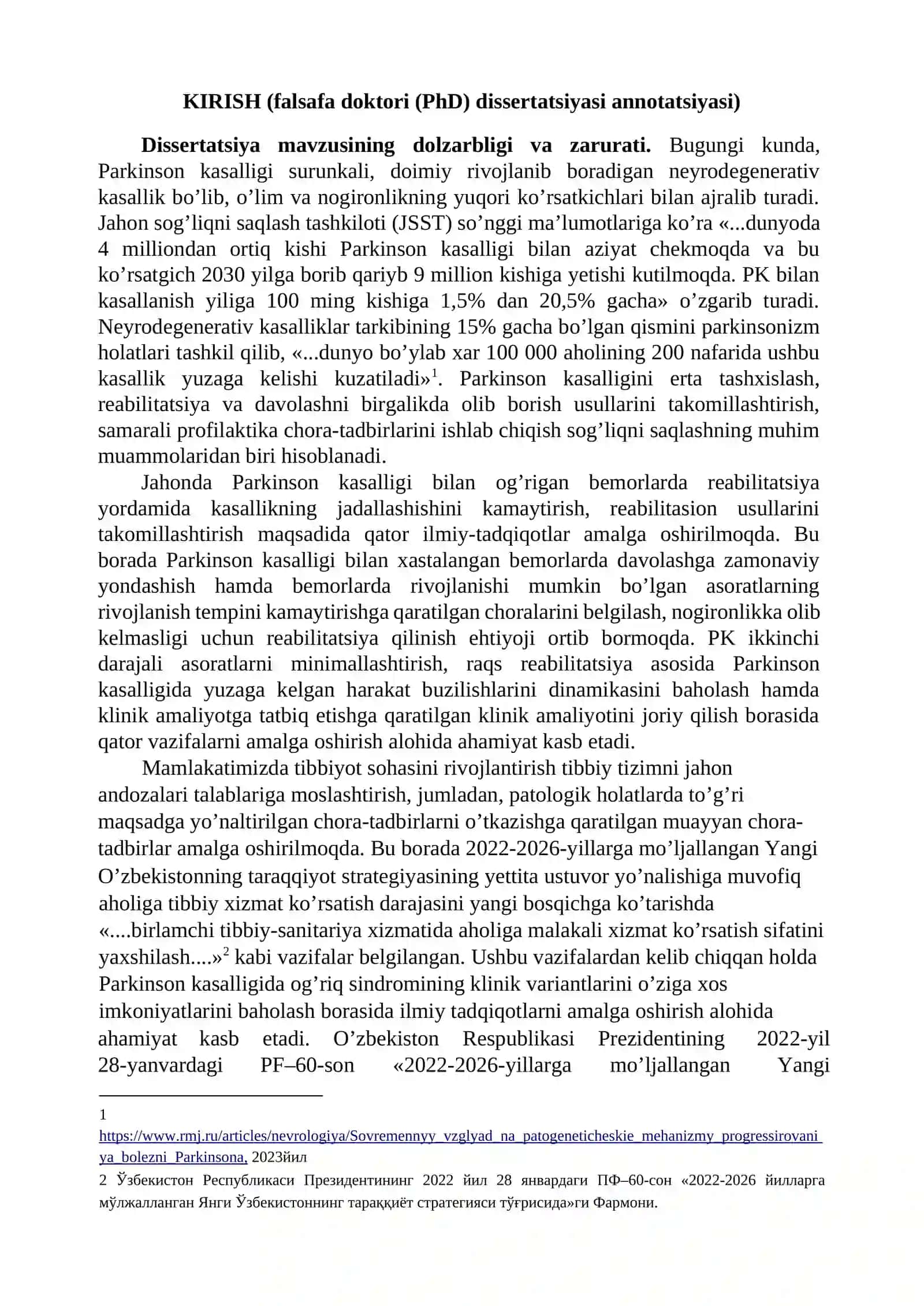 PARKINSON KASALLIGI BILAN OGʻRIGAN BEMORLARDA 3