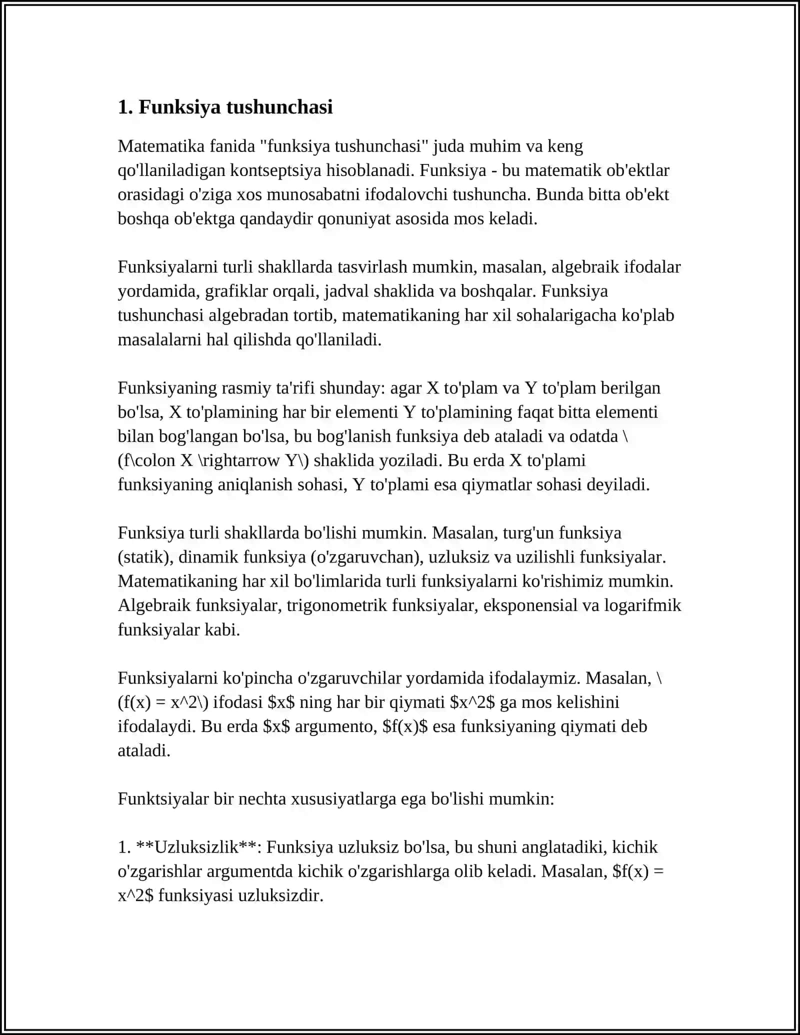 FUNKSIYA VA UNING XOSSALARI 3