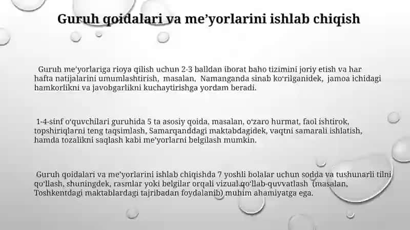Boshlanğich sinflarda òquvchilar jamoasini shakllantrish bosqichlsri 3