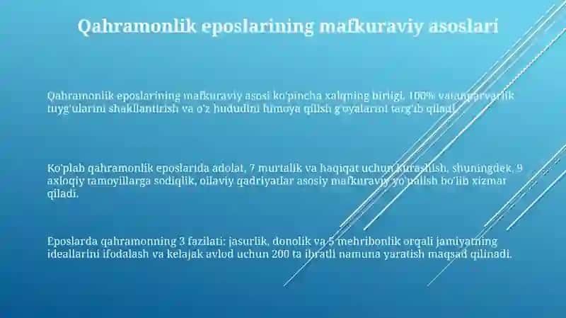 Qahramonlikdostonlarininggʻoyaviyvabadiiyxususiyatlari 3