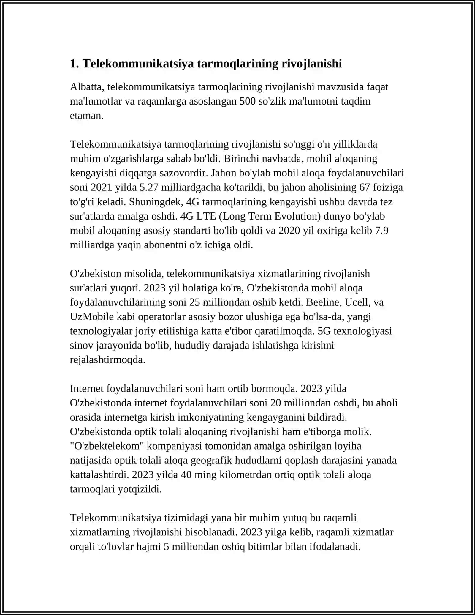 TELEKOMMUNIKATSIYA OPERATORLARINING TARMOQLARI 3