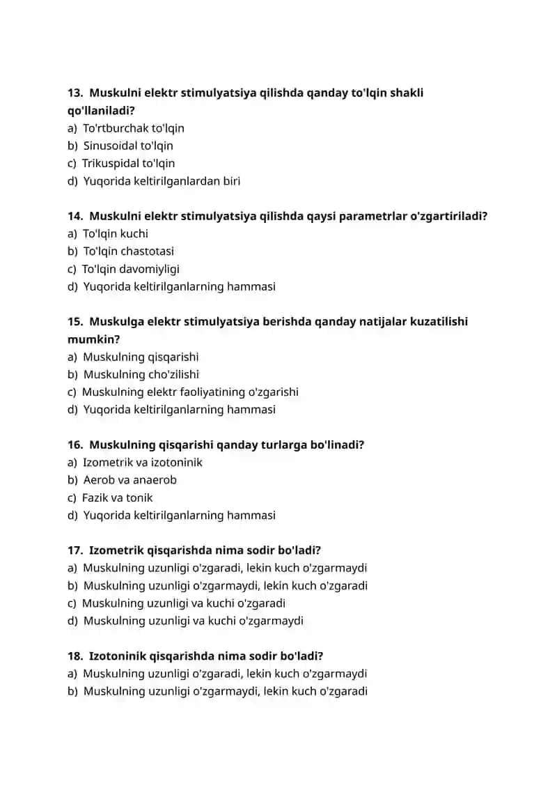 Fiziologiya: Muskullar Xossalari 3