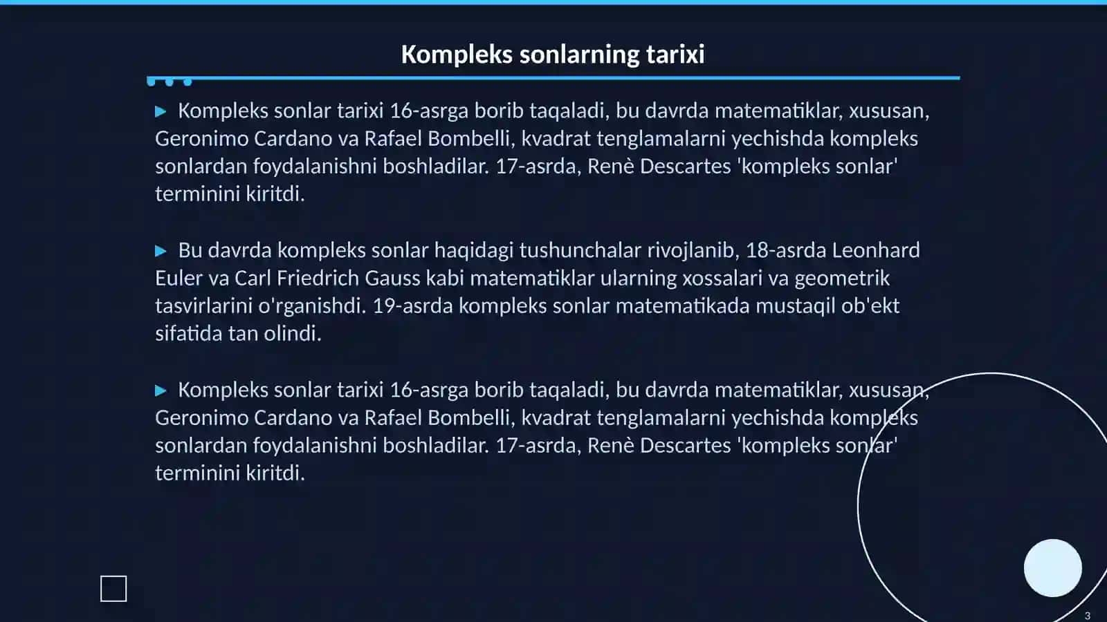 Kompleks sonlar 3