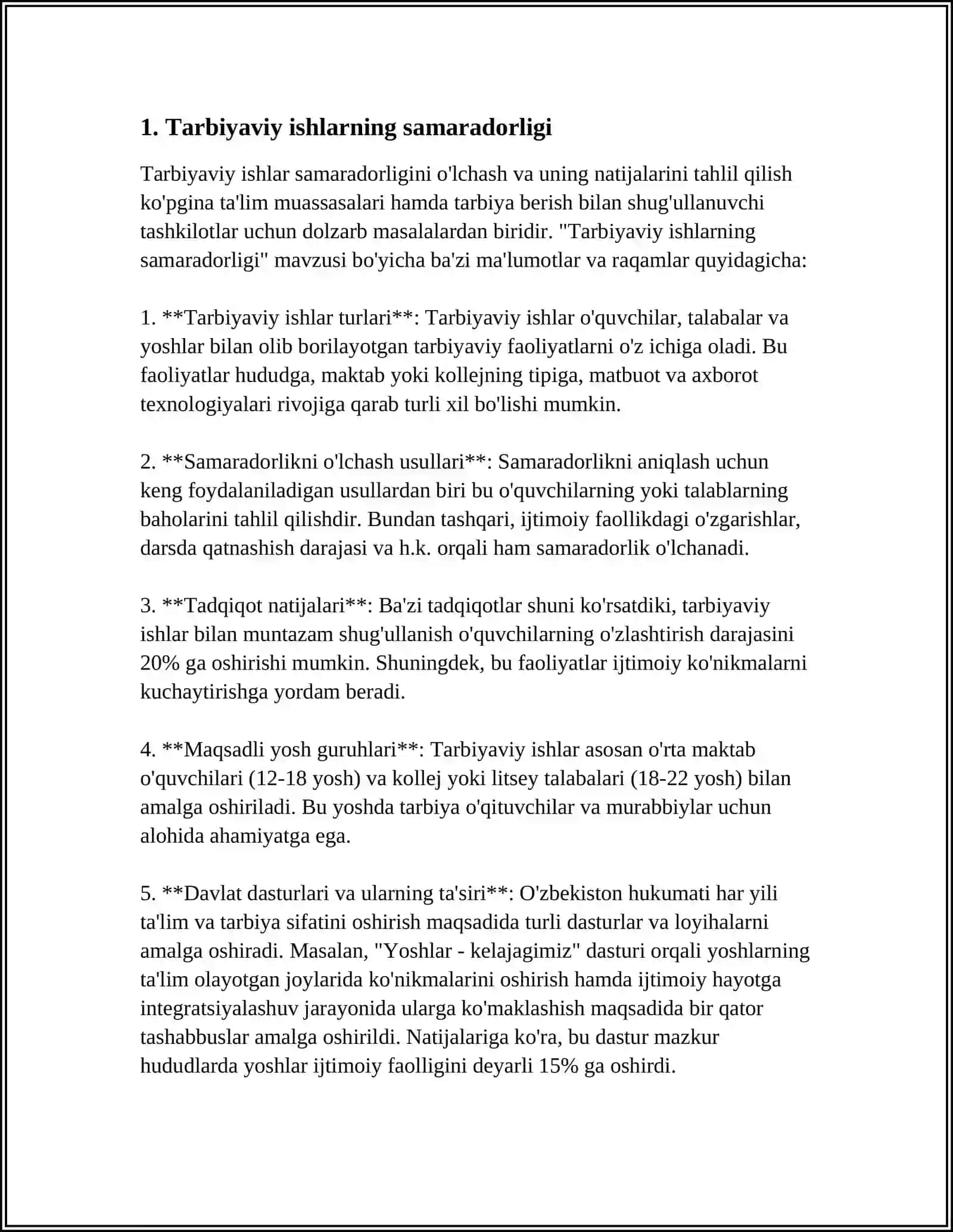 MUSTAQIL ISH Mavzu: TARBIYAVIY ISHLARNING REJALASHTIRISHNING ASOSIY OMILLARI 3