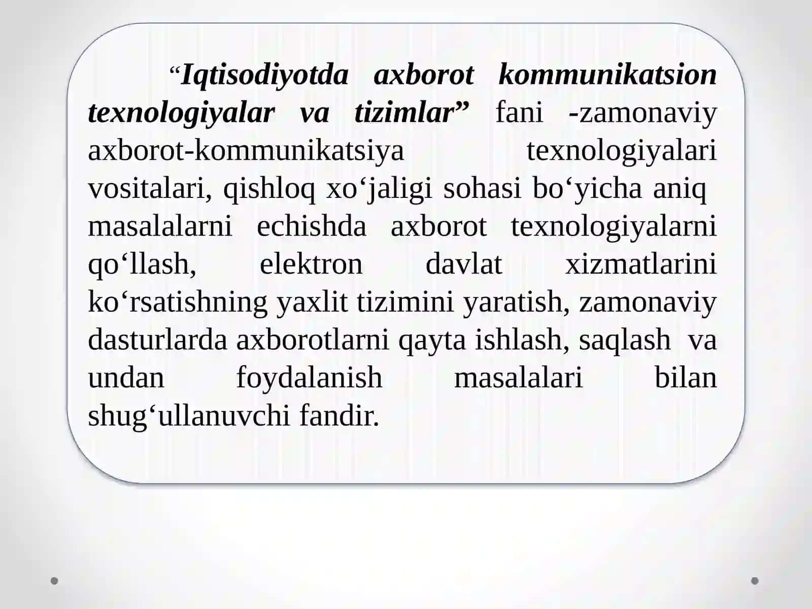 Iqtisodiyotda axborot kommunikatsion texnologiyalar va tizimlar 3