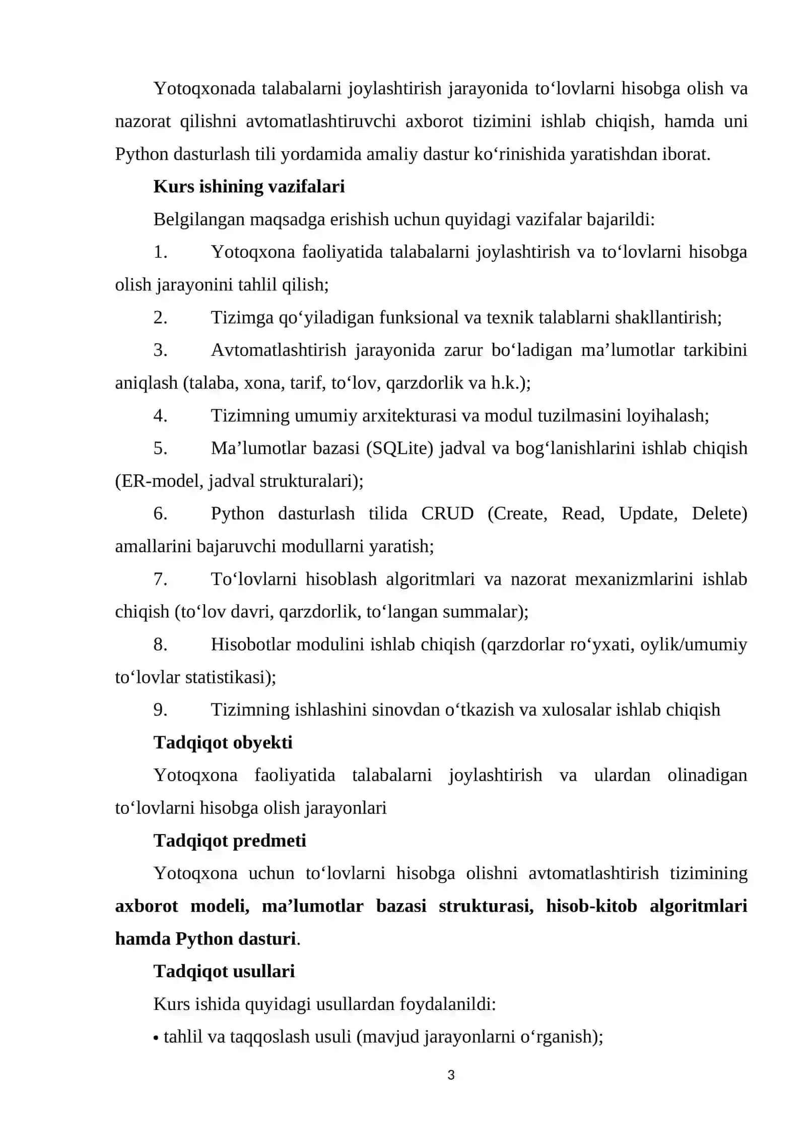 Yotoqxonada Joylashtirish Uchun To'lovlarni Hisobga Olishni Avtomatlashtirish Tizimini Ishlab Chiqish 3