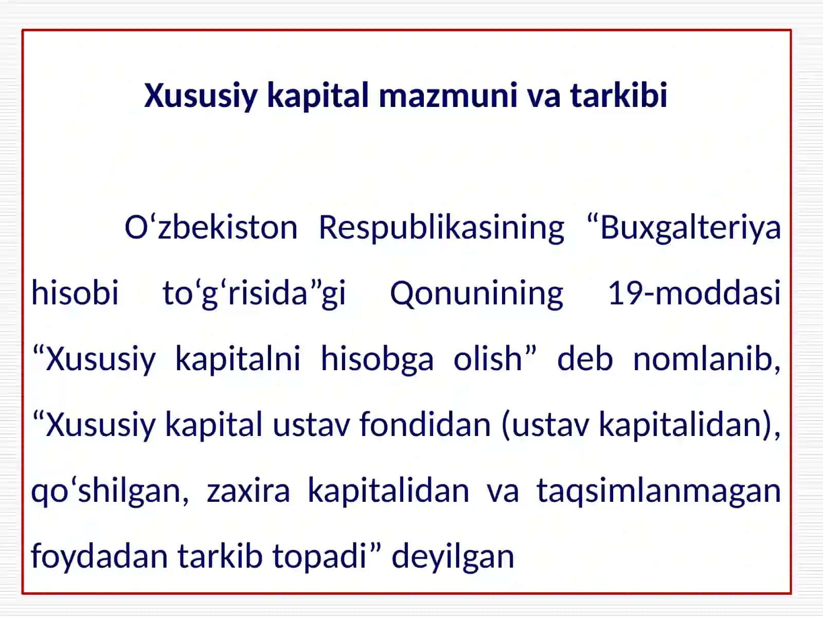 XUSUSIY KAPITAL TAHLILINING AHAMIYATI, TAHLIL VAZIFALARI VA AXBOROT MANBALARI 3