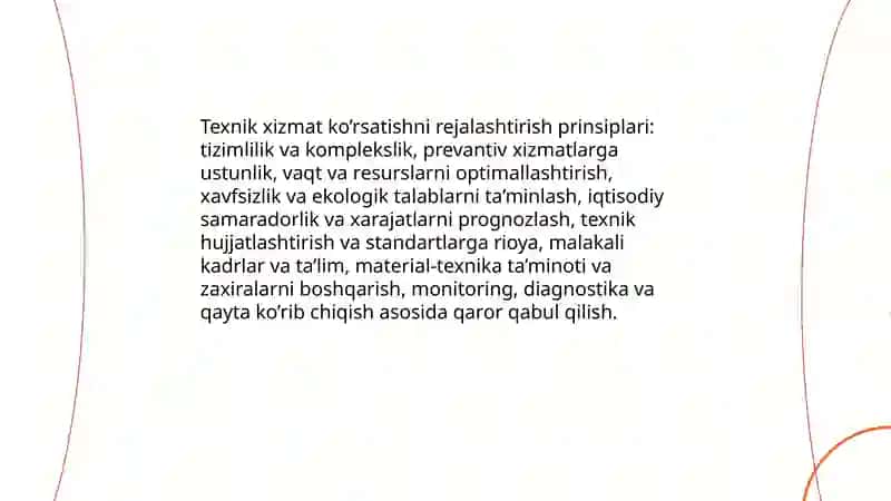 Texnik xizmat ko’rsatishni tashkil etish 3