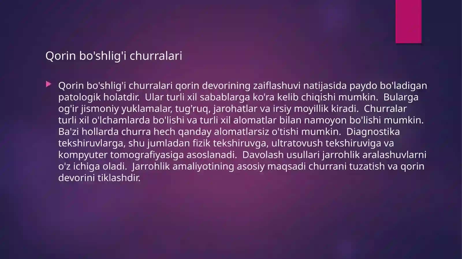 Qorin parda bo'shlig'i bitishmalari 3