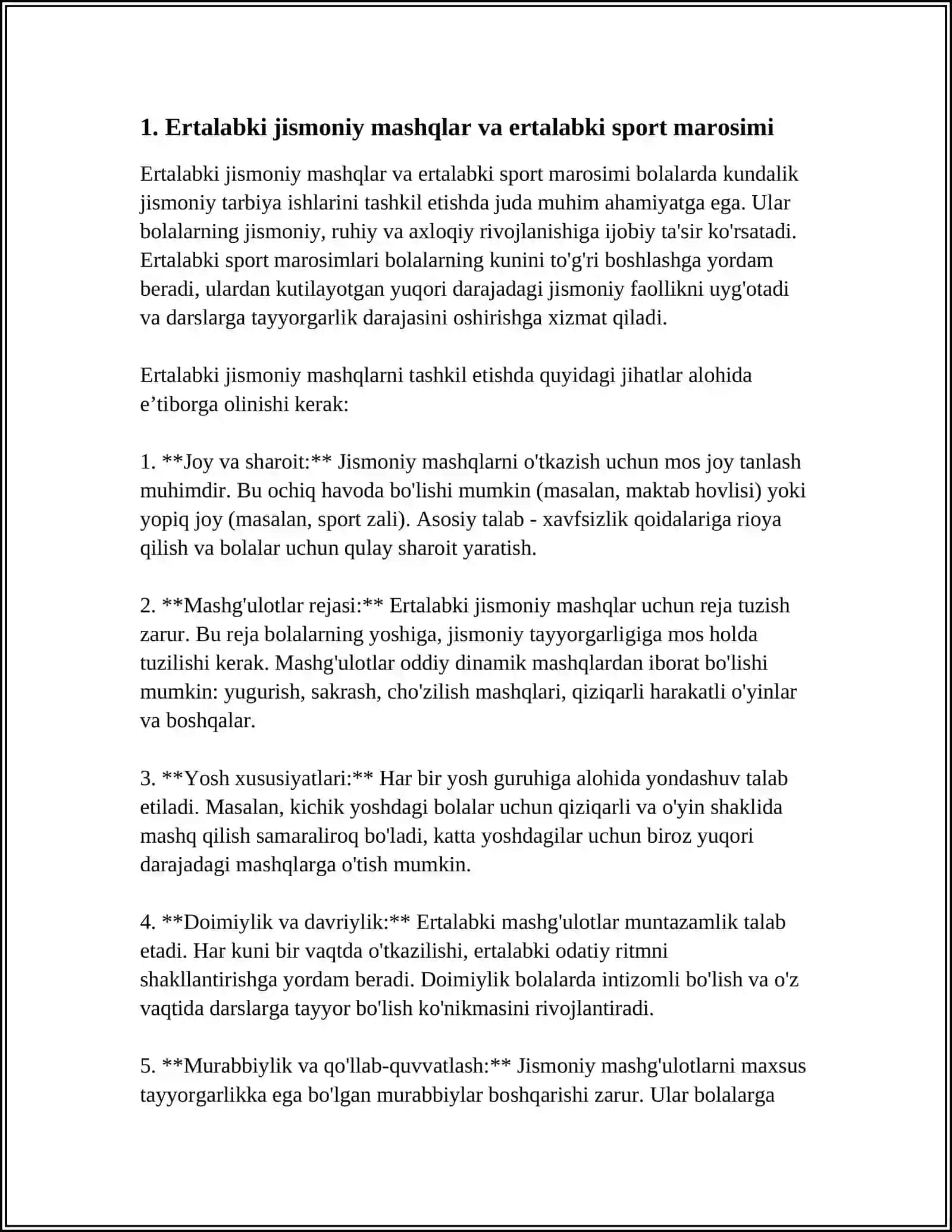 BOLALARNI KUNDALIK HAYOTIDA JISMONIY TARBIYA BOʻYICHA ISHLARNI TASHKIL ETISH 3