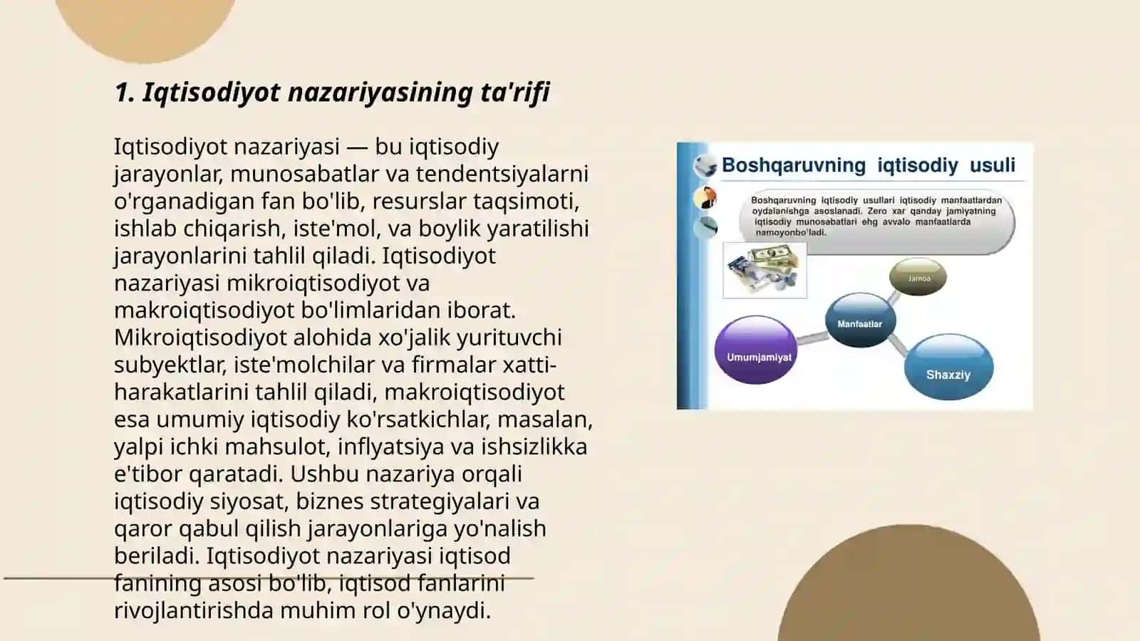 Iqtisodiyot nazariyasining predmeti va õrganish usullari 3