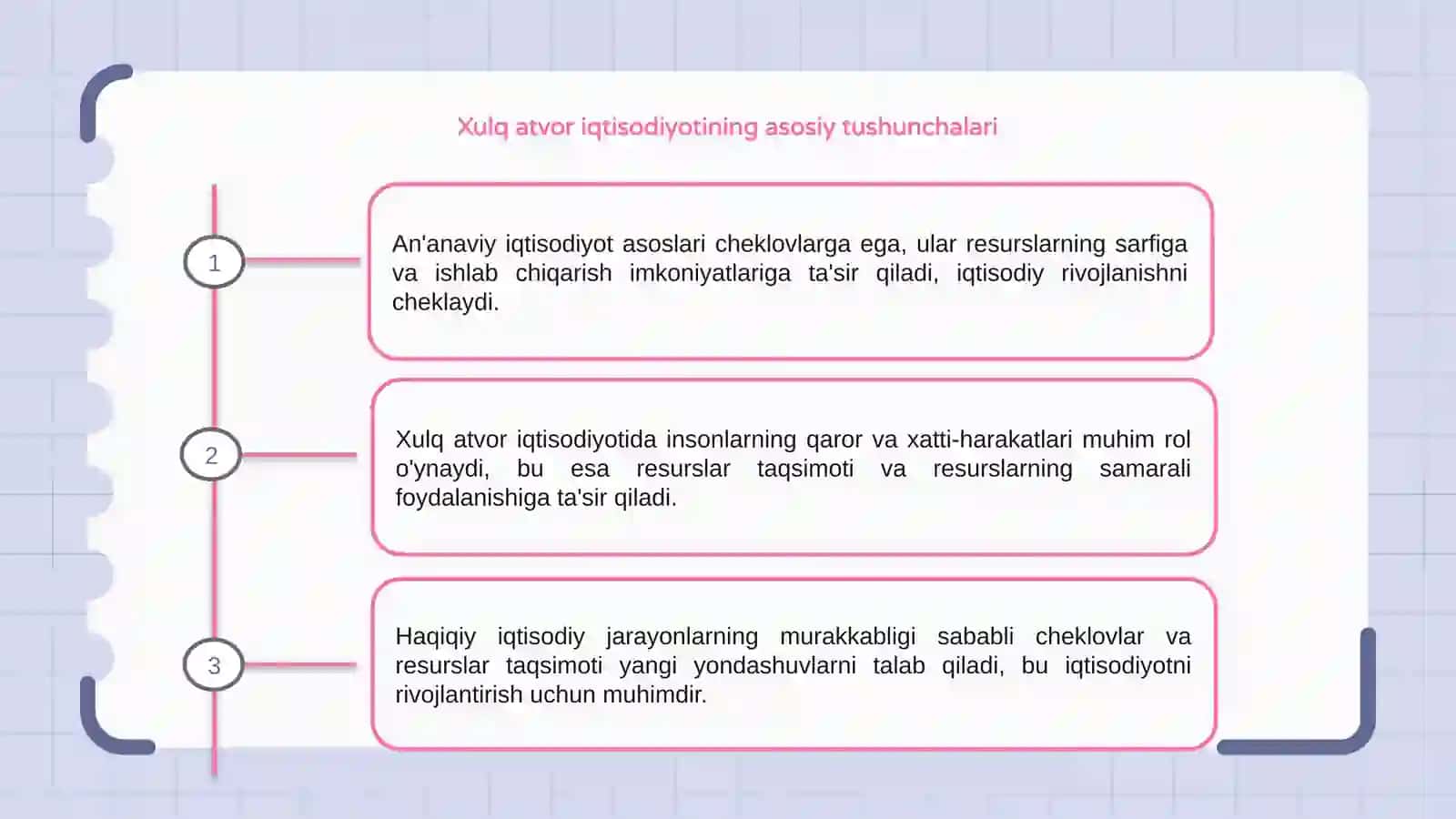 Xulq atvori iqtisodiyotida an'anaviy iqtisodiyot asoslarining cheklovlari va resurslar taqsimoti 3