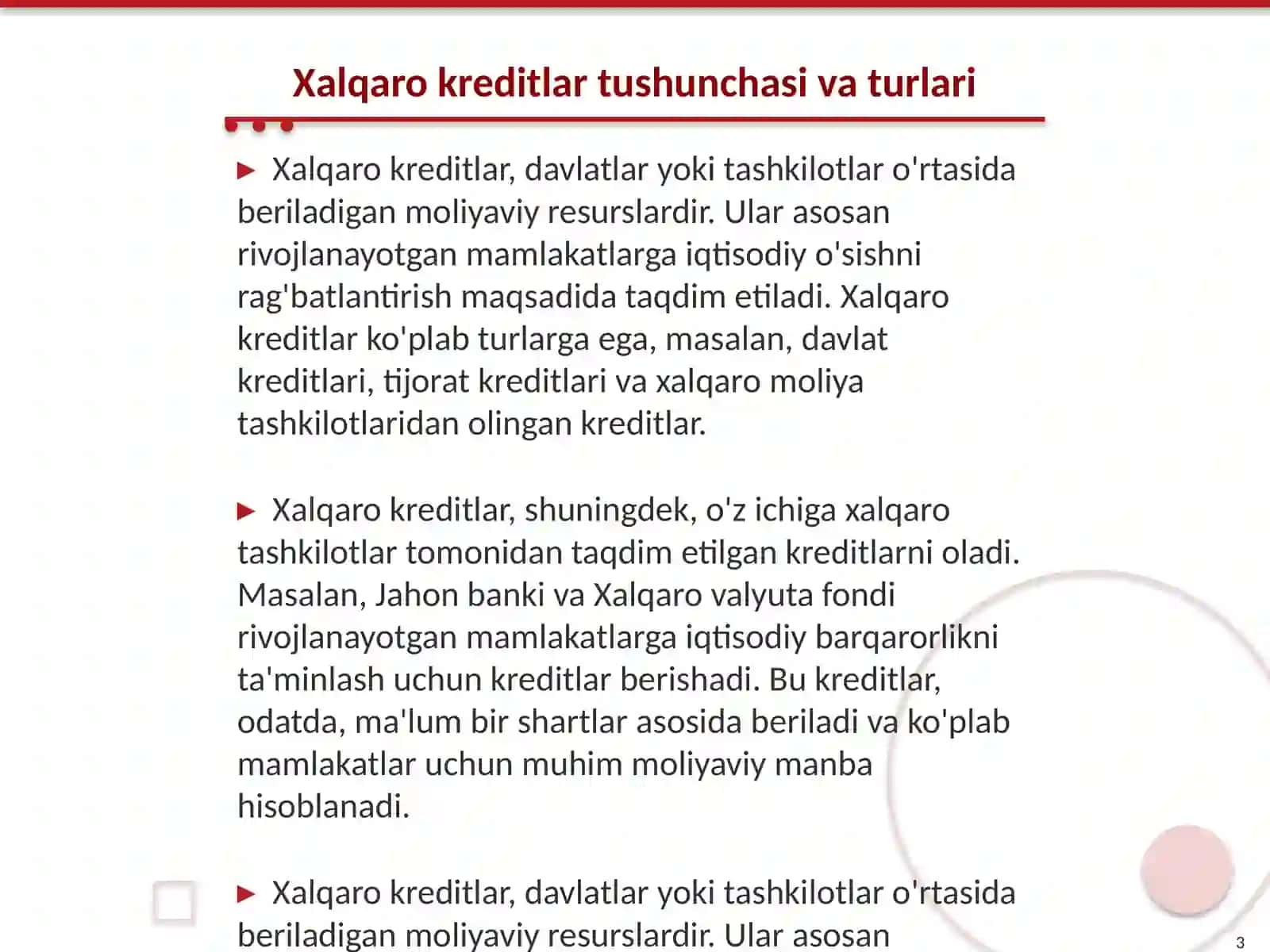 Xalqaro kreditlar va xorijiy investitsiyalar 3