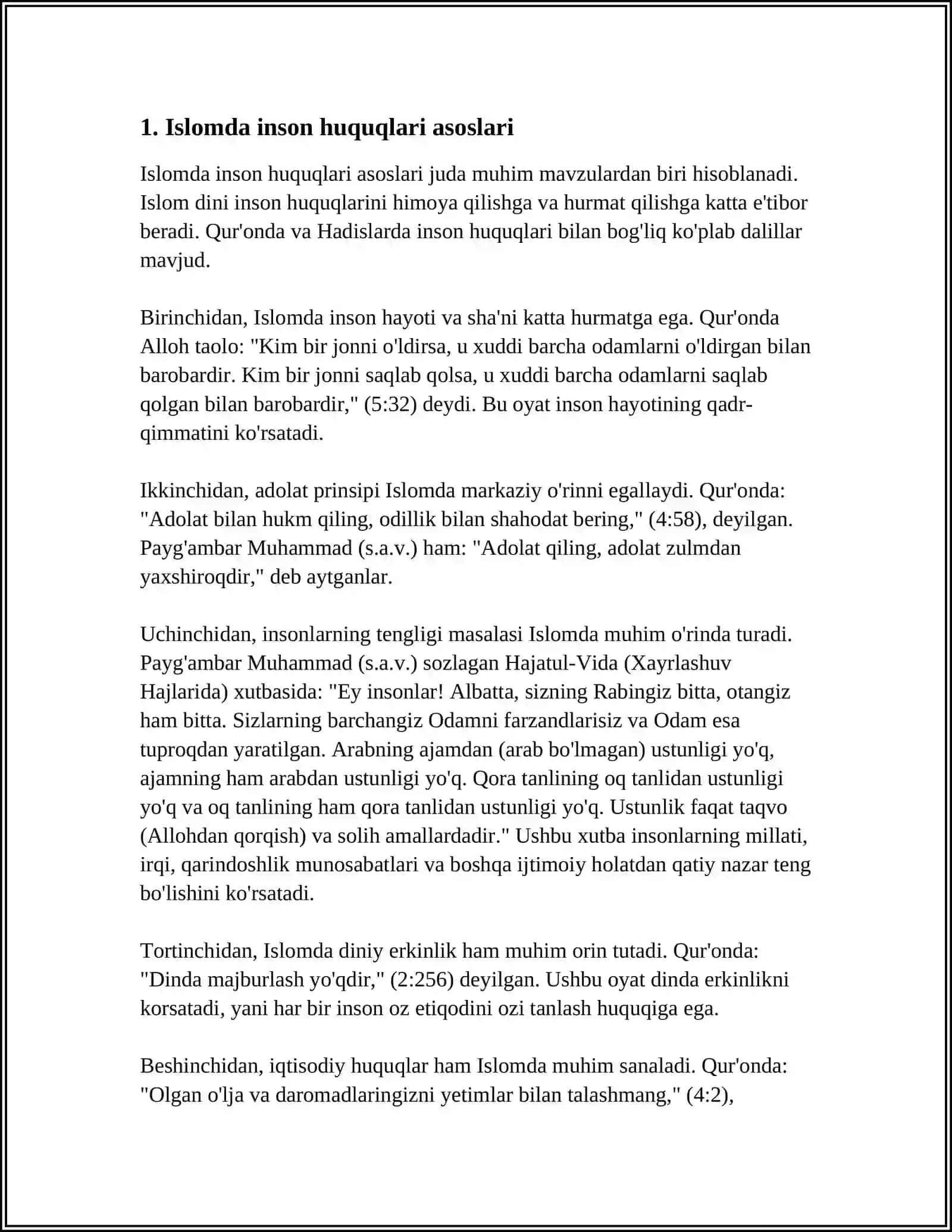 ISLOMDA ISON HUQUQLARI HIMOYASI IJTIMOIY TENGLIK ADOLAR VA TOLERANLIK 3