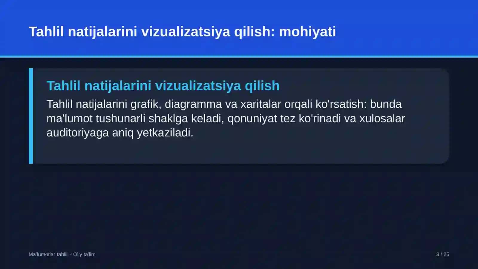 Dublyaj studiyalari: tahlil natijalarini vizualizatsiya qilish 3