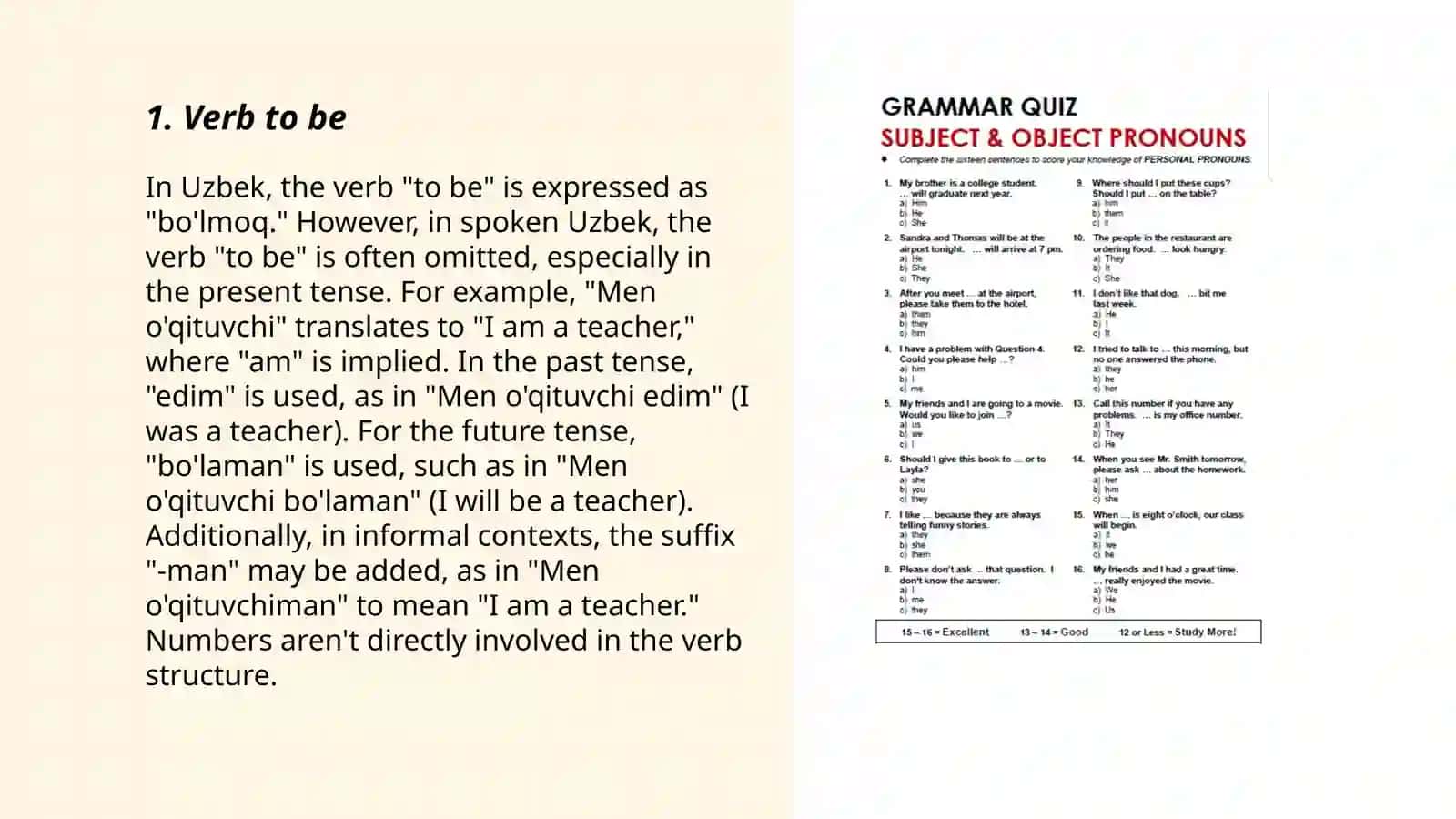Reja (English for beginners: Verb to be, subject pronouns and vocabulary) 3