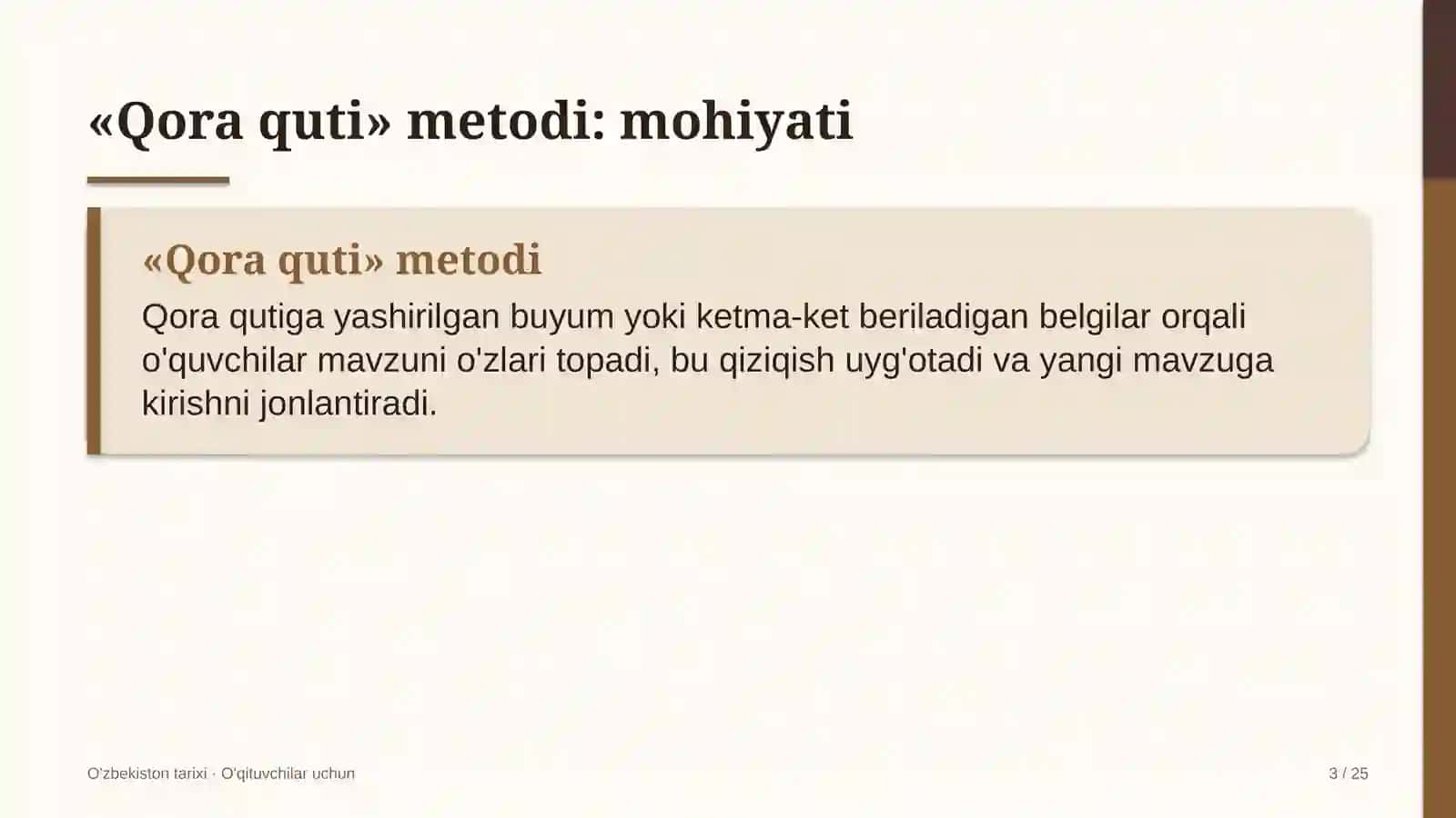 o'zbekiston tarixi darslarida qora quti metodidan foydalanish 9947 3
