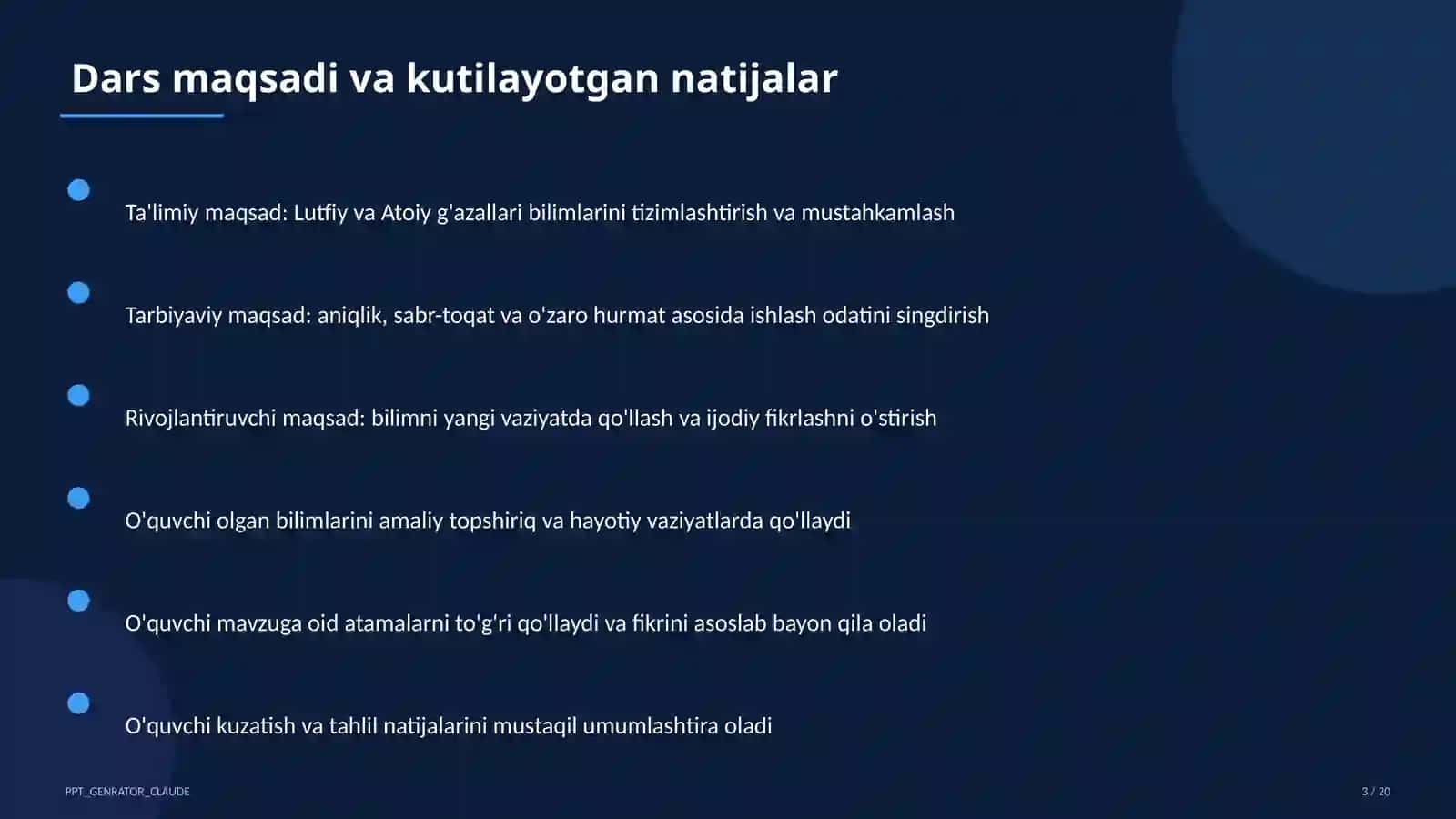 Lutfiy va Atoiy g'azallari (10-sinf) 3