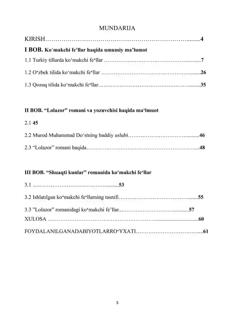 Oʻzbek va qozoq tillarida koʻmakchi fe’llar (“Shuaqti kunder” va “Lolazor” romanlari misolida) BMI 3