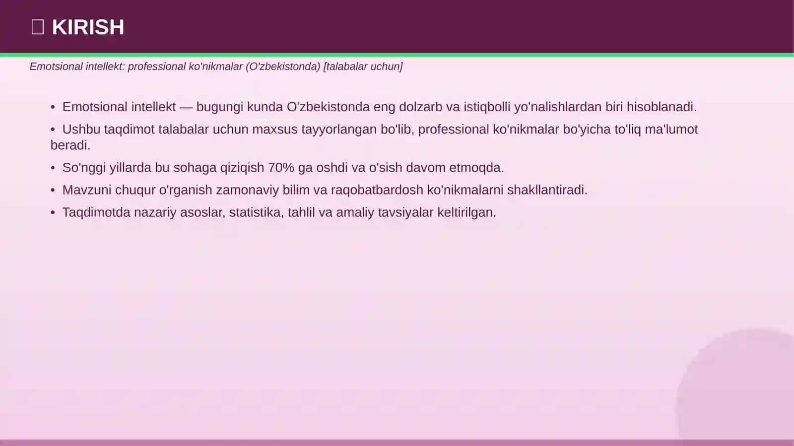 Emotsional intellekt: professional ko'nikmalar (O'zbekistonda) [talabalar uchun] 3