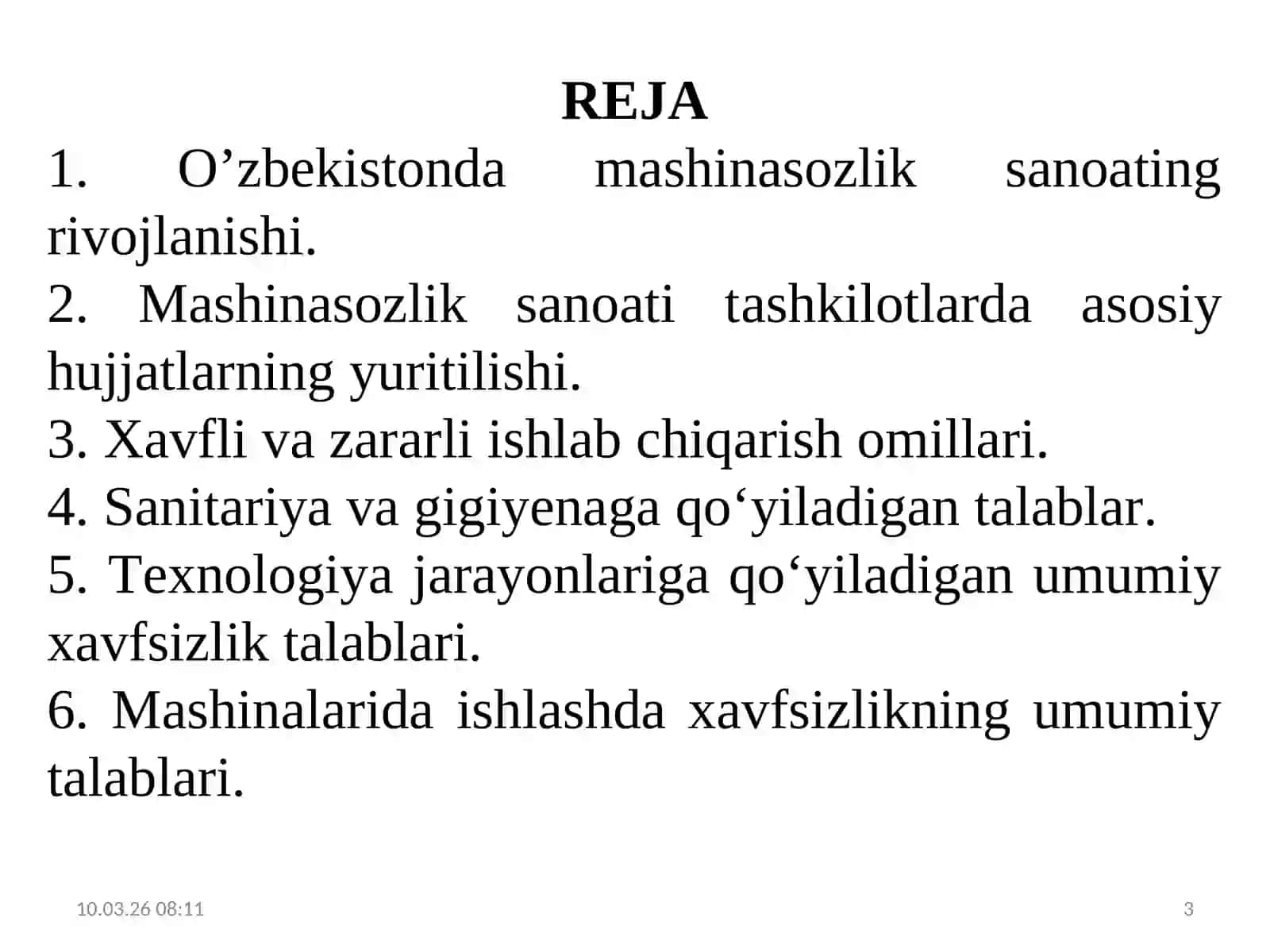 TEXNOGEN RISK VA TEXNIK TIZIMLAR ISHONCHLILIGI FANIDAN MA’RUZA MASHG’ULOTI 3