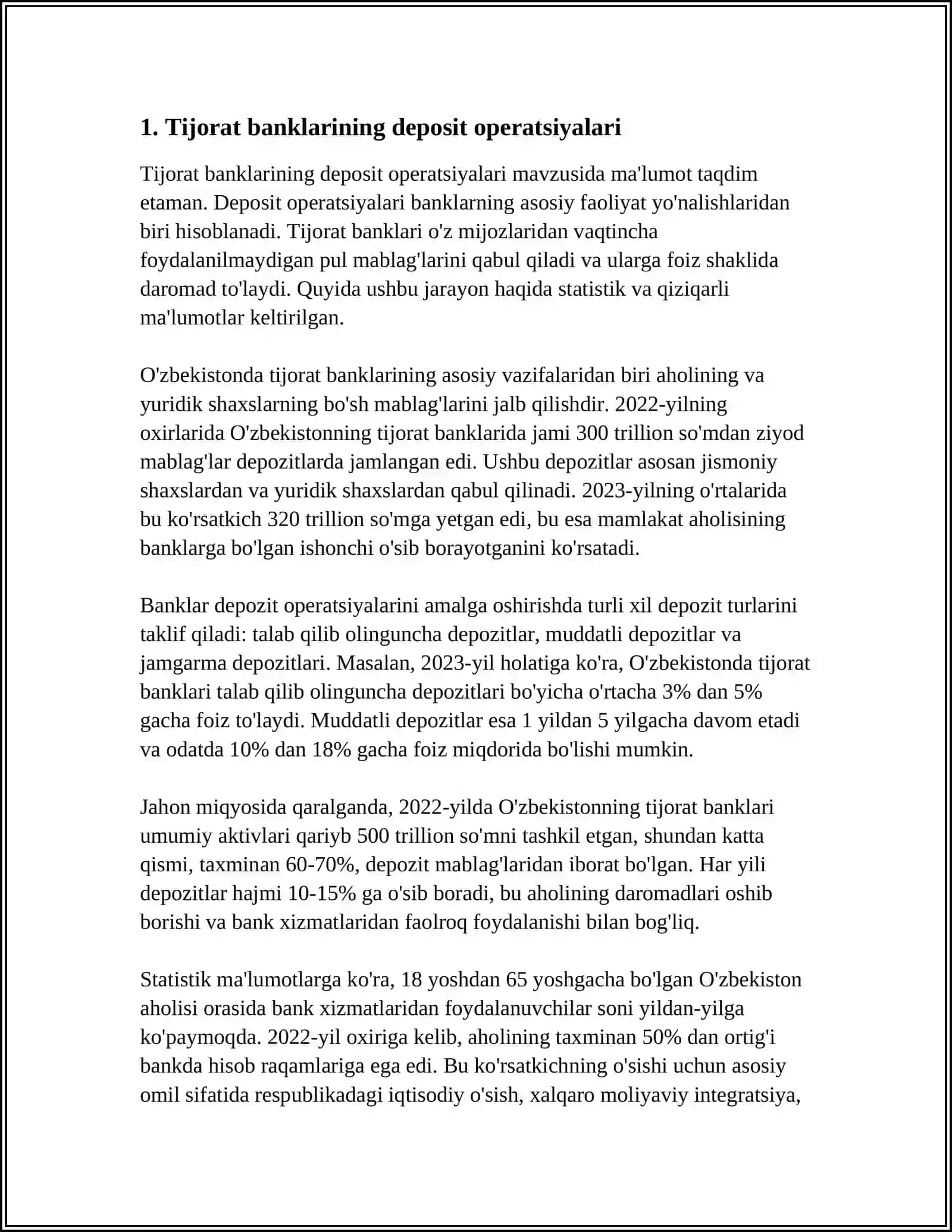 TIJORAT BANKLARINING NODEPOZIT OPERATSIYALARI 3