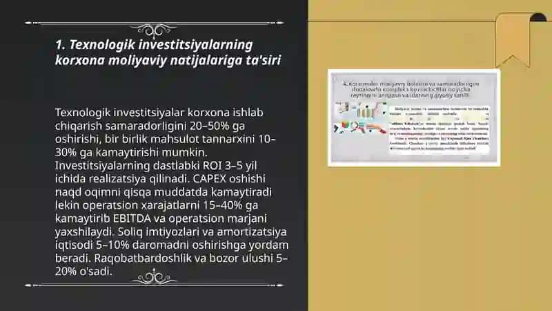 Texnologik investitsiyalarning korxona moliyaviy natijalariga ta'siri 3