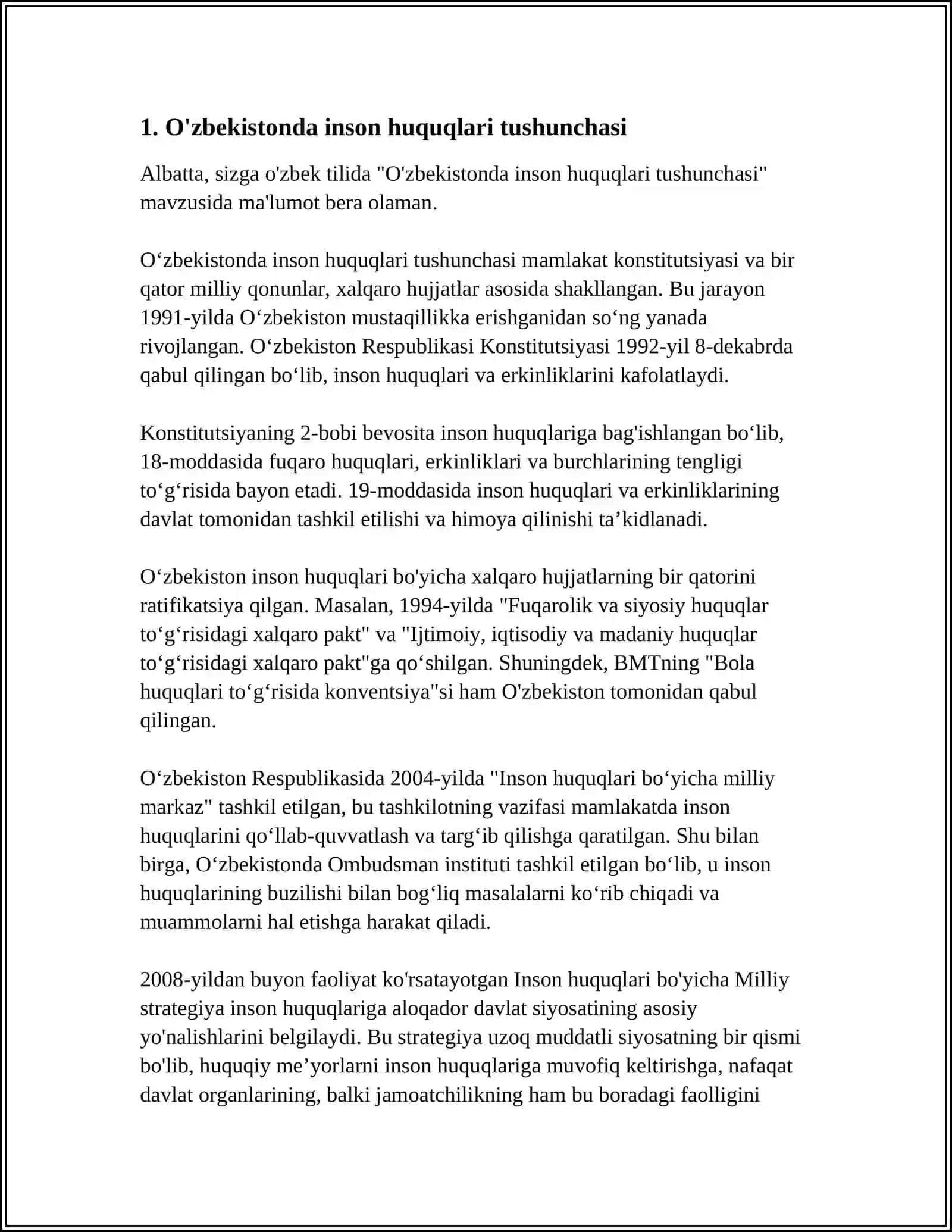 Oʻzbekistonda Inson Huquqlari va Erkinliklari Kafolatinining Yaratilishi 3