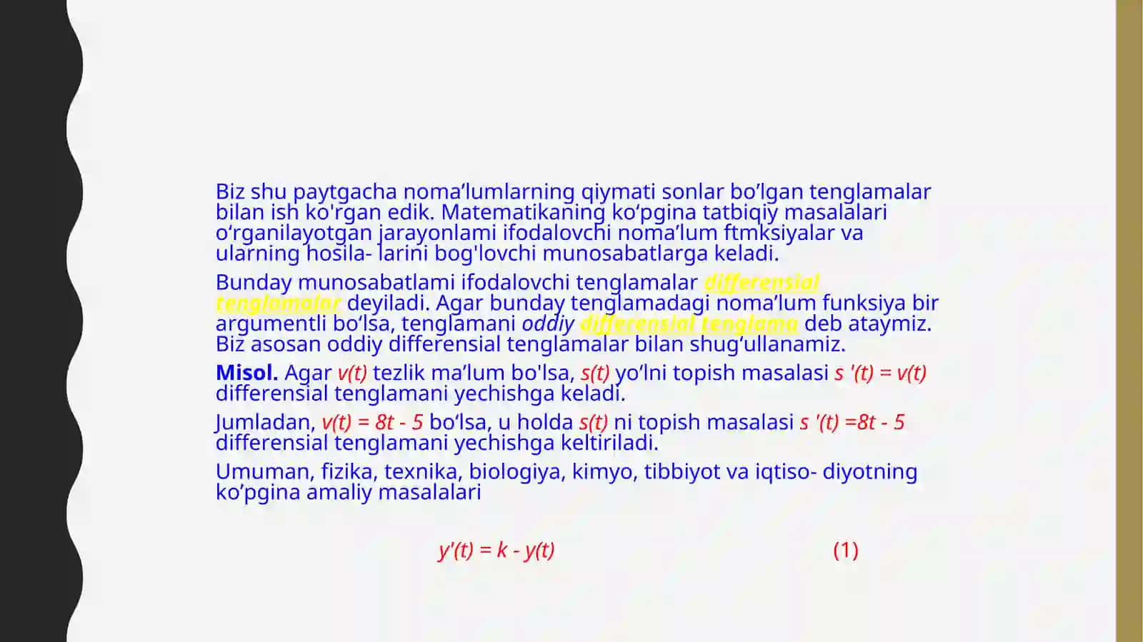 BIRINCHI TARTIBLI DIFFERENSIAL TENGLAMALAR 3