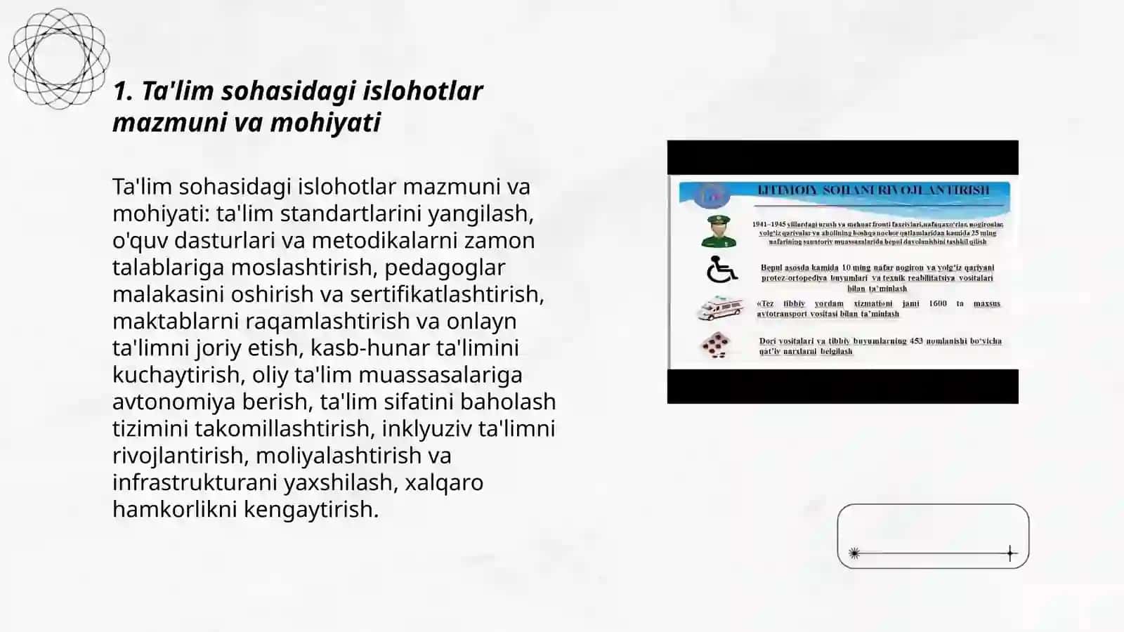 O‘zbekistonda ijtimoiy sohada amalga oshirilayotgan o‘zgarishlar mazmun va mohiyati 3