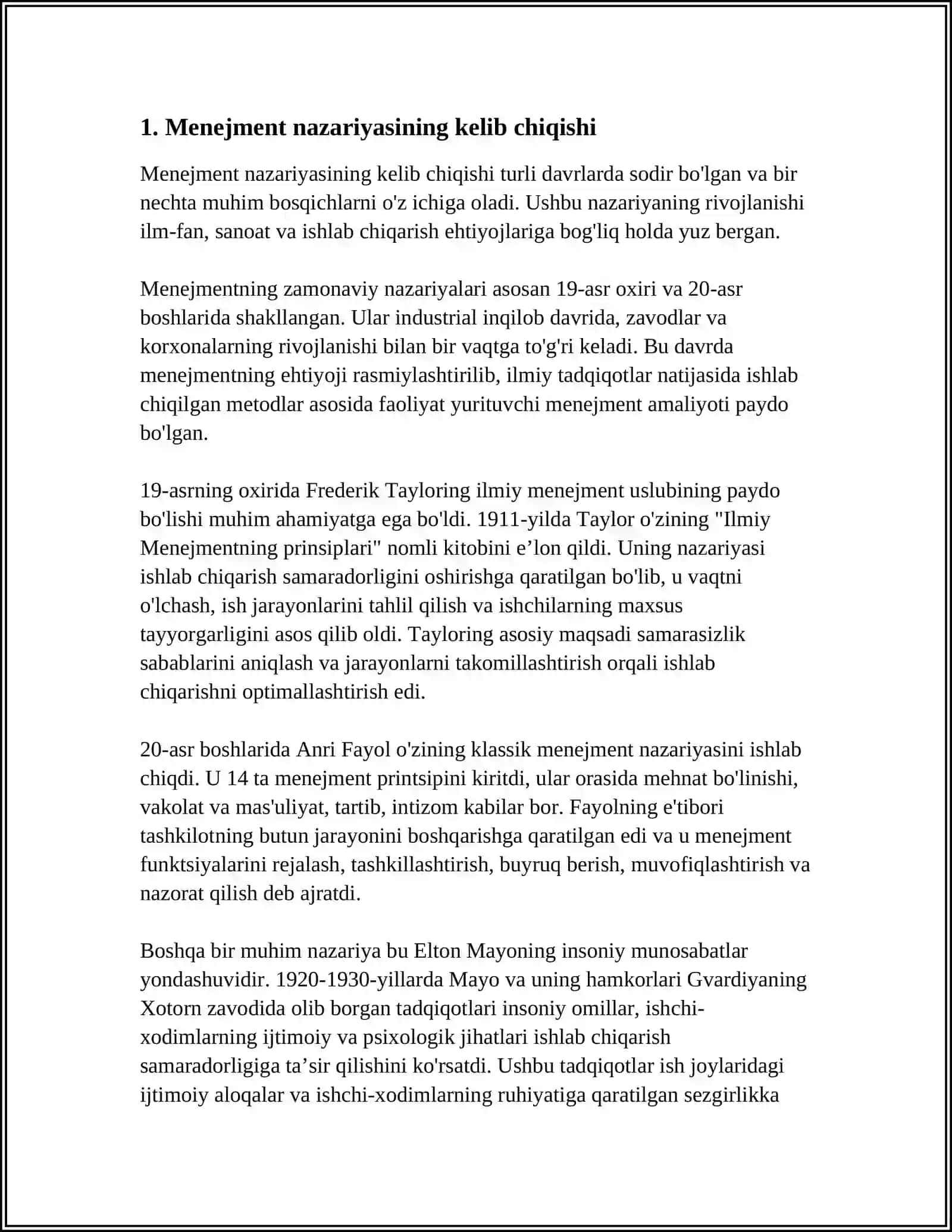 MENEJMENT NAZARIYSINING SHAKLLANISHI VA RIVOJLANISHI 3