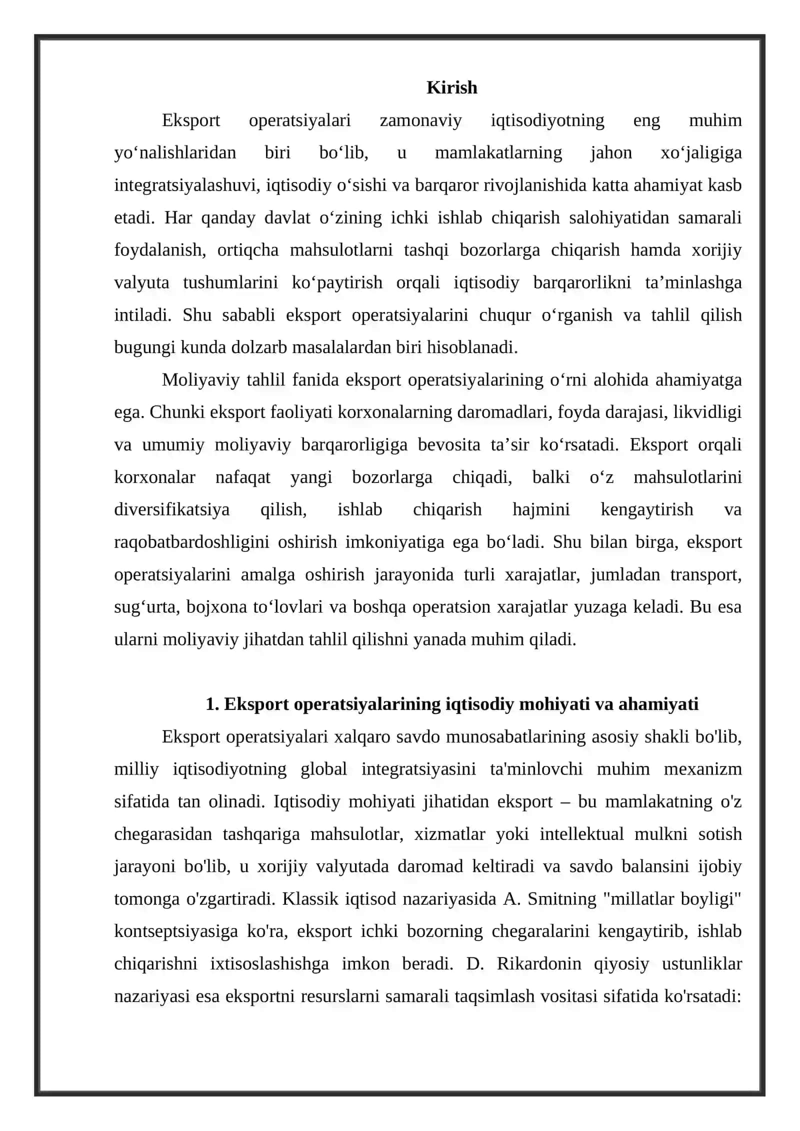 Eksport operatsiyalari tahlili 3