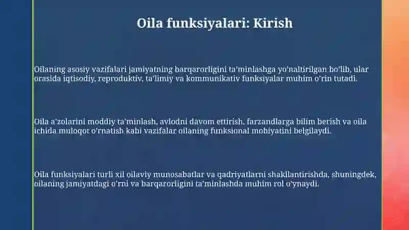 Oilaning vazifalari 3
