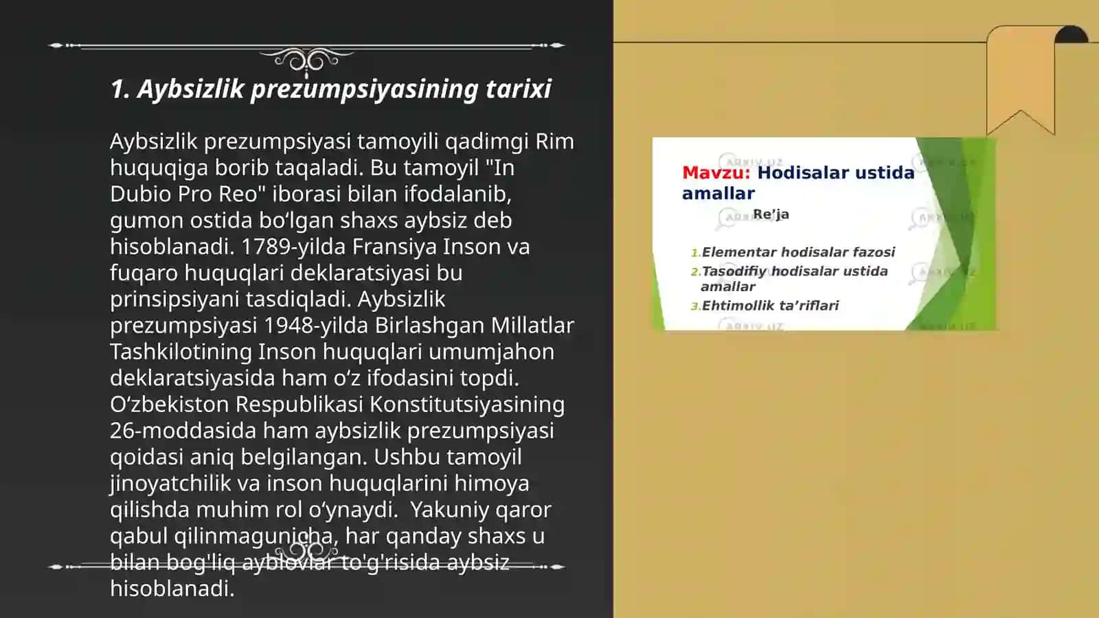 Aybsizlik prezumpsiyasi tarixi va asosiy printsiplari 3