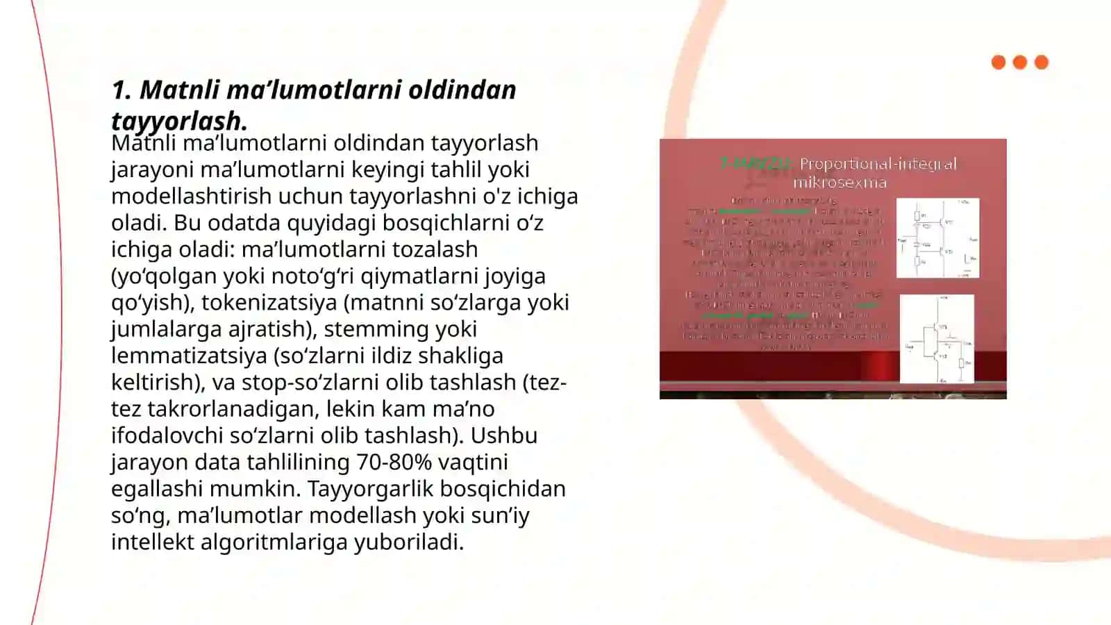 Matnli ma’lumotlarni qayta ishlash tamoyillari va vaziri 3