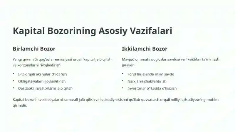 Kapital Bozori Tahlili: Oʻzbekiston va Jahon Tajribasi 3